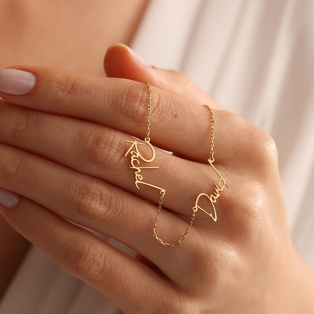 Women's 18K Gold Plated Multi-Name Necklace, Customizable with 2 Names